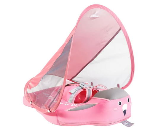 Baby Floats for Pool with Canopy Removable Sun Protection Canopy Mambobaby Float Non Inflatable Upgrade Add Tail Avoid Flip Waterproof Skin-Friendly Infant Swim Float 3-24 Months